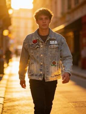 Forever 21 Ron Bass Freedom Embroidered Patches Denim Jacket 9/10